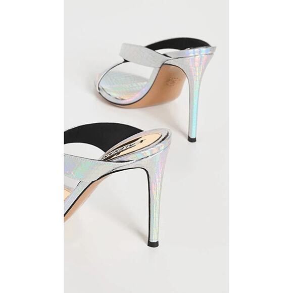 Alexandre Vauthier Metallic Croc Embossed Leather Sandals -10 Detroit - Picture 3 of 5